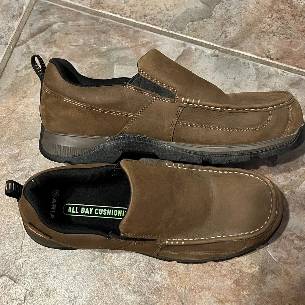 Ariat Men's Edge LTE Slip-On Composite Toe Work Shoes  Brown Size 12 EE Wide